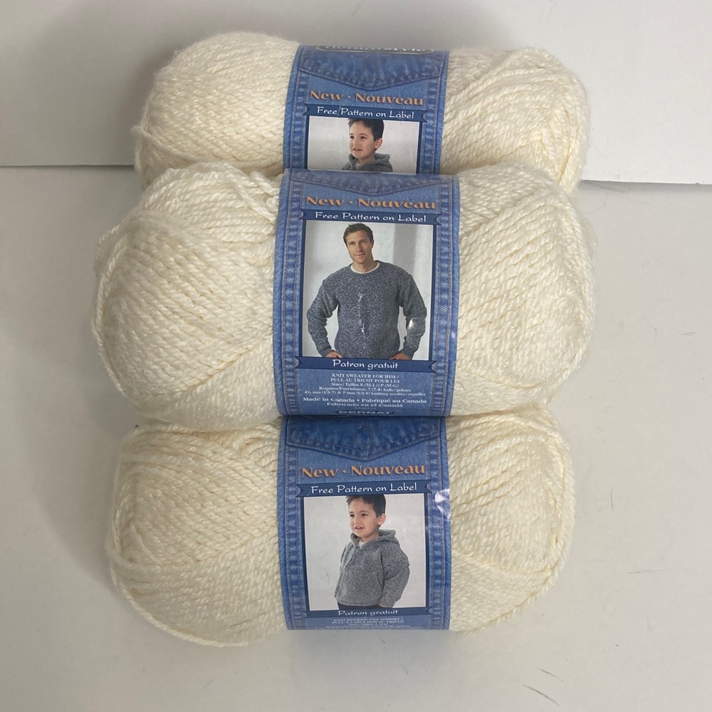 New Bernat Denimstyle Yarn Canvas Acrylic Cotton Light Cream Ivory x 5 Balls